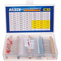 BOJACK 630 Pieza 17 Valores Kit de resistencia 0 Ohm-1M Ohm con 1% 1 - 4W Surtido de resistores de película de metal y…